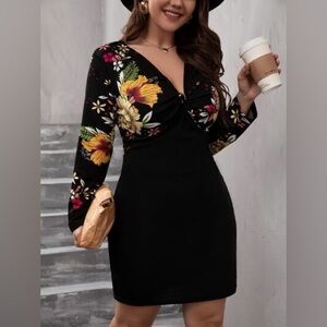 SHEIN FLORAL PRINT TWIST DRESS
